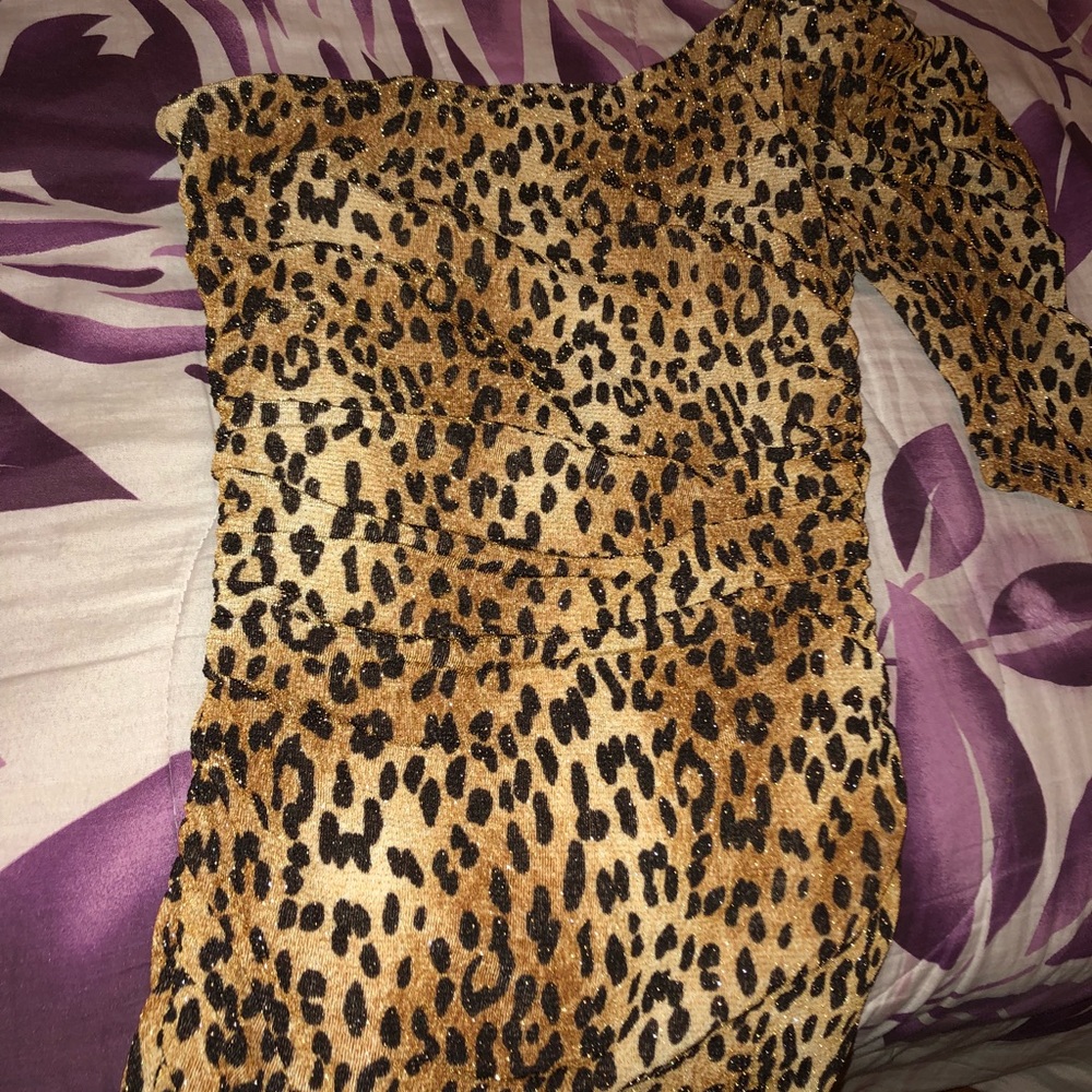 One Shoulder Leopard Dress